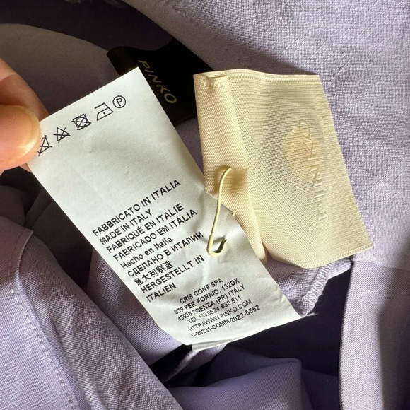 Pinko Lavender Purple Short Sleeve Asymmetric Button Front Dress | M - Picture 11 of 11